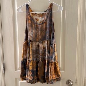 Entro Boutique Tie-Dye Sleeveless Tiered Top
